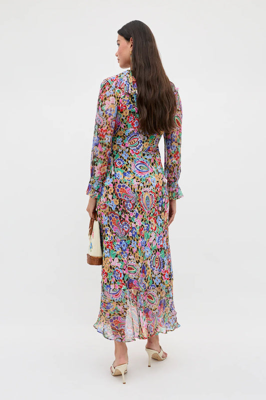 Rixo Gracye Dress - Cara Floral Leopard Brown
