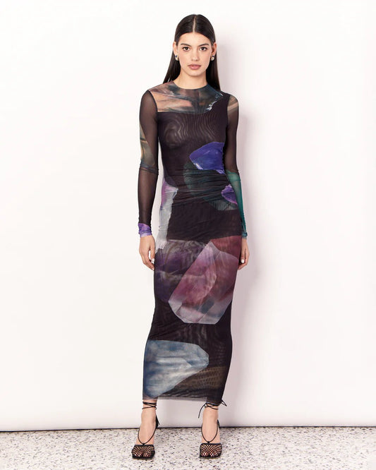 Romy Gemstone Long Sleeve Mesh Maxi Dress - Gemstone Print - Romy - Pinkhill - darwin fashion - darwin boutique