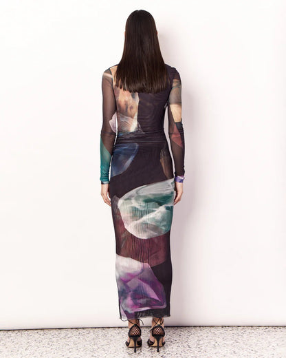 Romy Gemstone Long Sleeve Mesh Maxi Dress - Gemstone Print - Pinkhill, Darwin boutique, Australian high end fashion, Darwin Fashion