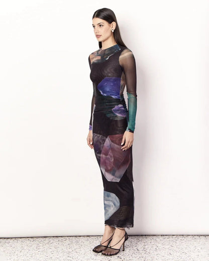 Romy Gemstone Long Sleeve Mesh Maxi Dress - Gemstone Print - Pinkhill - Romy -  - Darwin boutique - Australian fashion design - Darwin Fashion - Australian Fashion Designer - Australian Fashion Designer Brands - Australian Fashion Design 