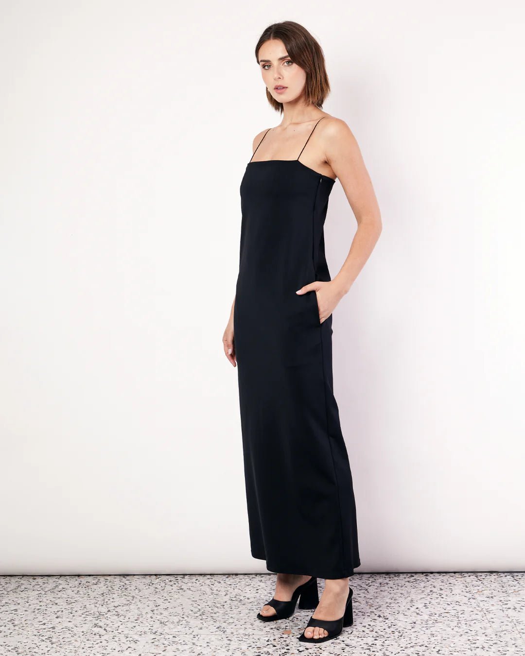 ROMY STRAIGHT NECK SCUBA MAXI DRESS - BLACK - Romy - Pinkhill - darwin fashion - darwin boutique