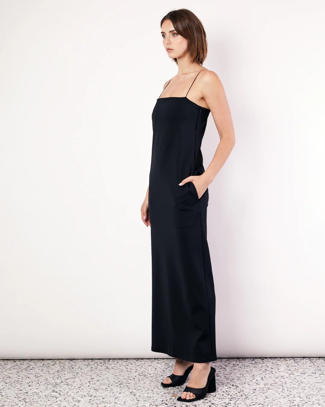 ROMY STRAIGHT NECK SCUBA MAXI DRESS - BLACK - Romy - Pinkhill - darwin fashion - darwin boutique