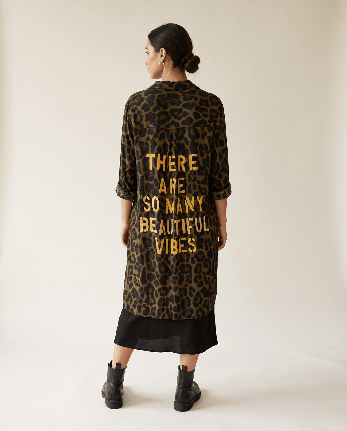 Higgsfield render - Leopard Print Beautiful Vibes Shirt back