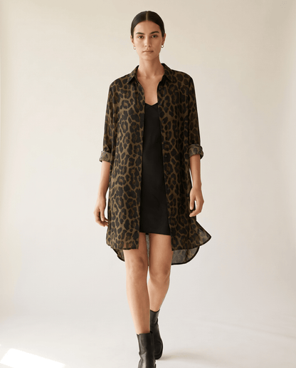 Higgsfield render - Leopard Print Beautiful Vibes Shirt walking