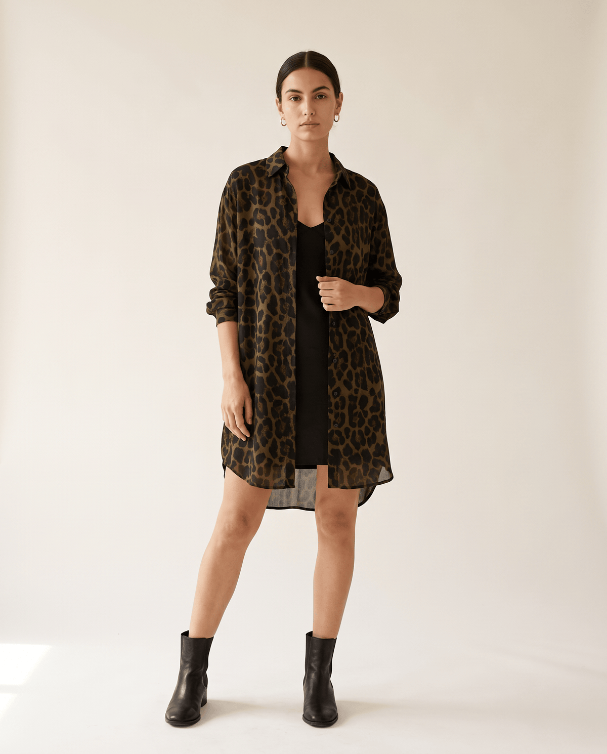 Higgsfield render - Leopard Print Beautiful Vibes Shirt front