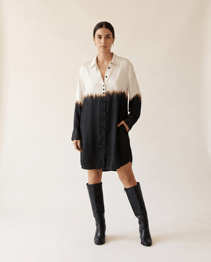 Higgsfield render - Dip Dye Studded Shirt Dress front