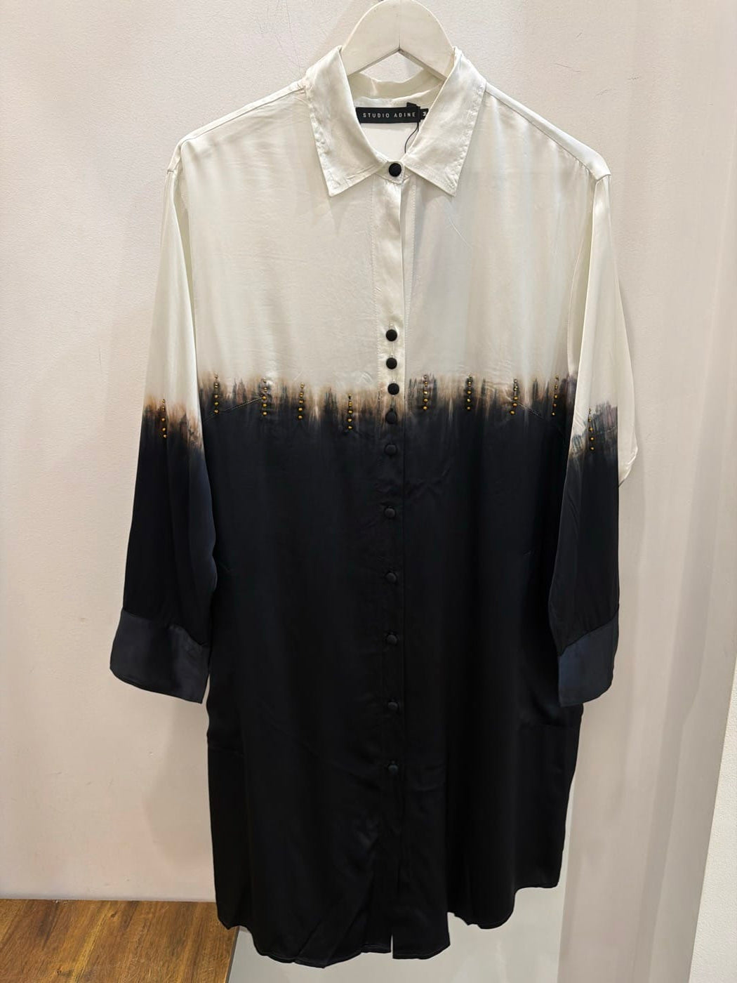 Christine supplier photo - Dip Dye Studded Shirt Dress front