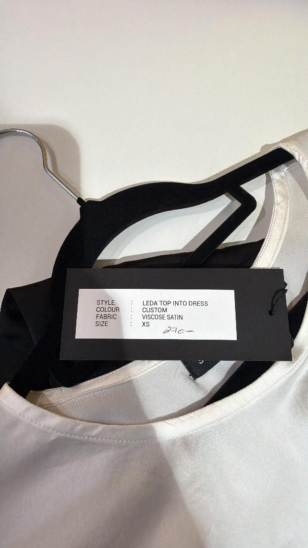 Christine supplier photo - Leda Top Into Dress swing tag, Custom, viscose satin, XS, $270 (photo 12)