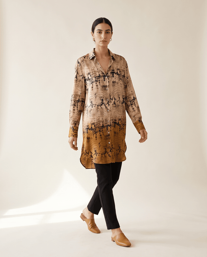 Higgsfield render - Python Print Shirt Dress walking