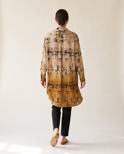 Sand and gold python print satin shirtdress - back