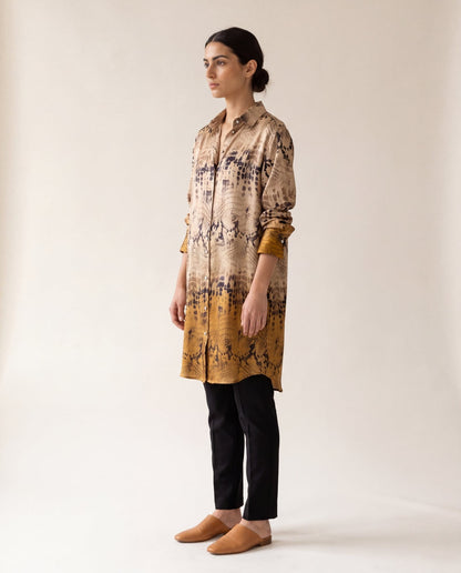 Sand and gold python print satin shirtdress - side
