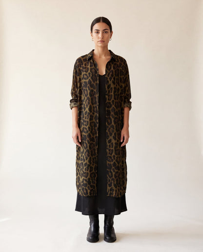 Studio Adine Regency Shirtdress - Tobacco Animal Print