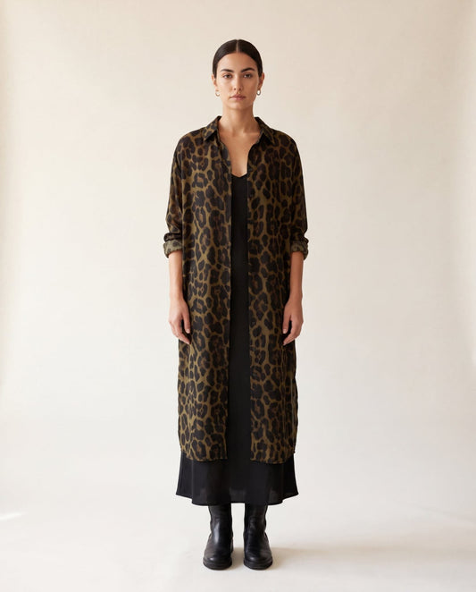 Studio Adine Regency Shirtdress - Tobacco Animal Print