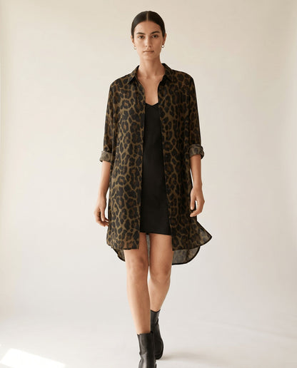 Studio Adine Regency Shirtdress - Tobacco Animal Print