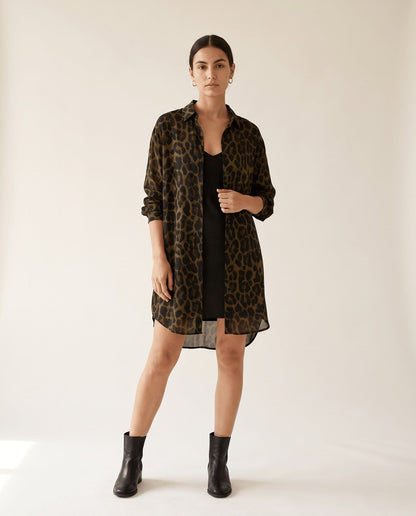 Studio Adine Regency Shirtdress - Tobacco Animal Print