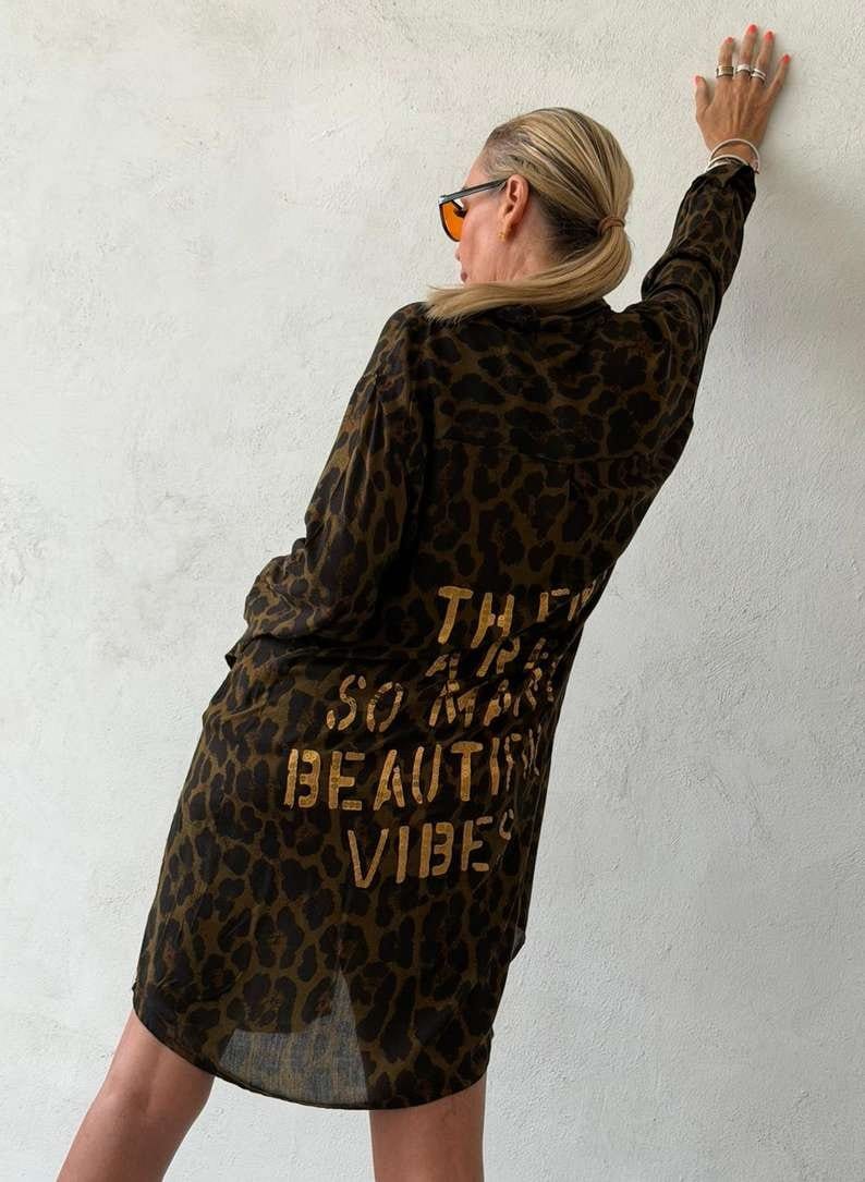 Studio Adine Regency Shirtdress - Tobacco Animal Print