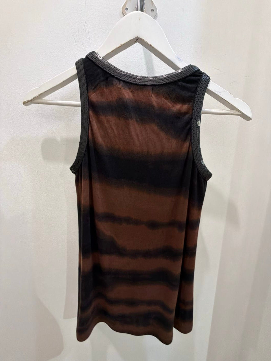 Christine supplier photo - Tie Dye Sequin Tank with Gold Stripe Pant back