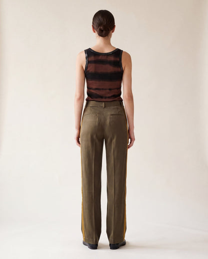 Chocolate and black tie-dye rib tank - back