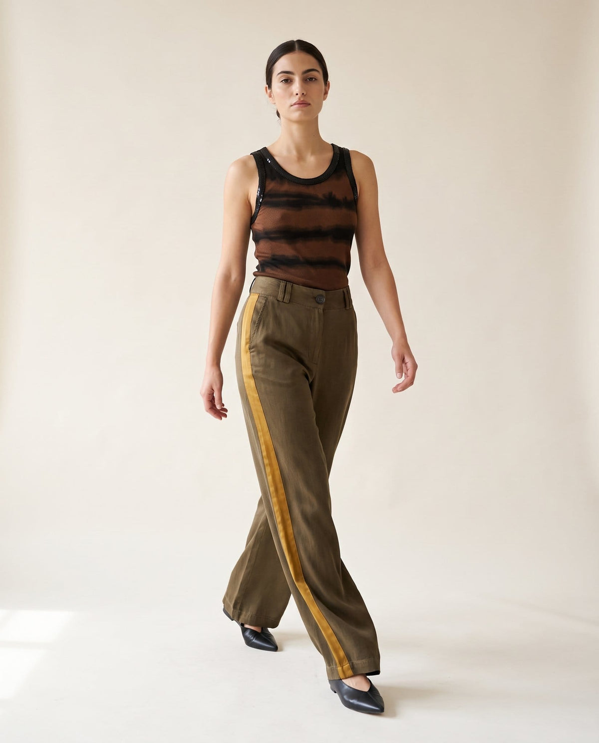 Studio Adine Rhea Tank - Chocolate/Black Tie Dye