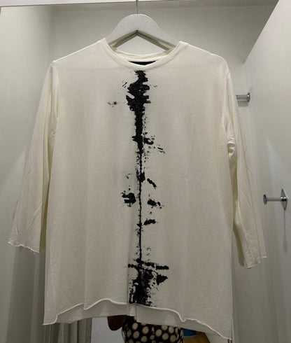 Christine supplier photo - Ink Splatter Boxy Knit Tee front