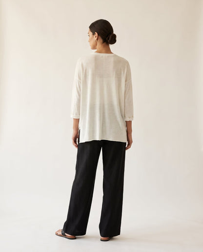 Oyster oversized tee with black sequin stripe - back view