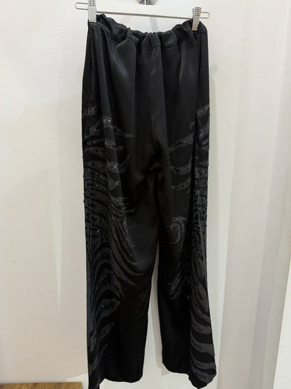 Black pant with tonal sequin zebra stripes - back