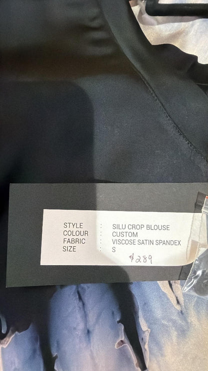 Christine supplier photo - Silu Crop Blouse swing tag, Custom, viscose satin spandex, S, $289 (photo 18)