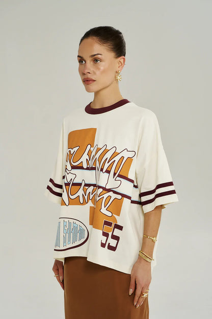 SUMMI SUMMI BORDEAUX 55 TEE - VINTAGE WHITE - Pinkhill