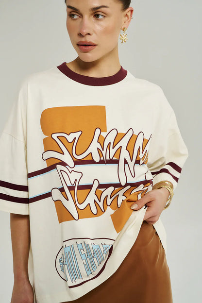 SUMMI SUMMI BORDEAUX 55 TEE - VINTAGE WHITE - Pinkhill