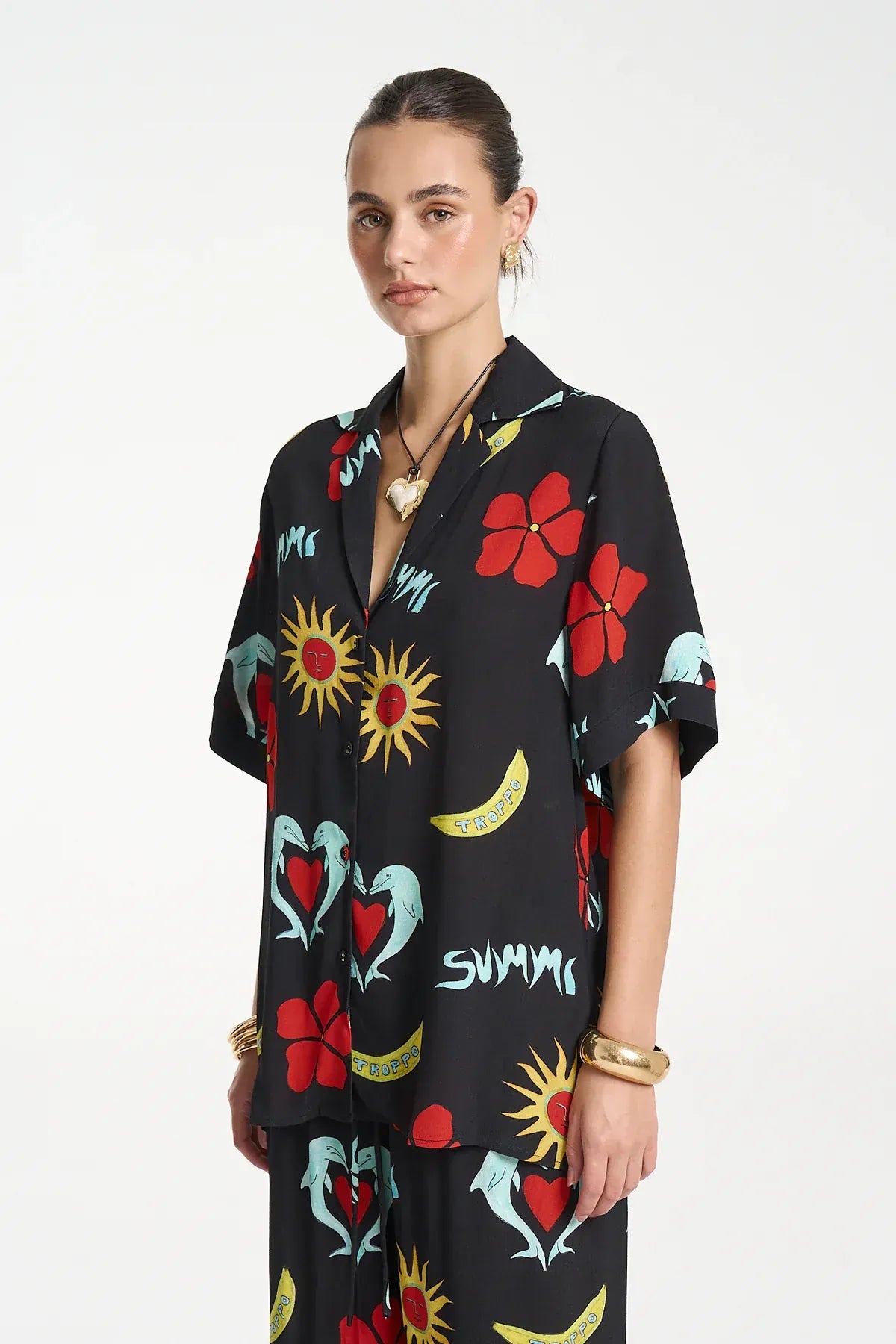 SUMMI SUMMI PARTY SS SHIRT - TROPPO NIGHT - Pinkhill -  - [] - Darwin boutique - Australian fashion design - Darwin Fashion - Australian Fashion Designer - Australian Fashion Designer Brands - Australian Fashion Design 