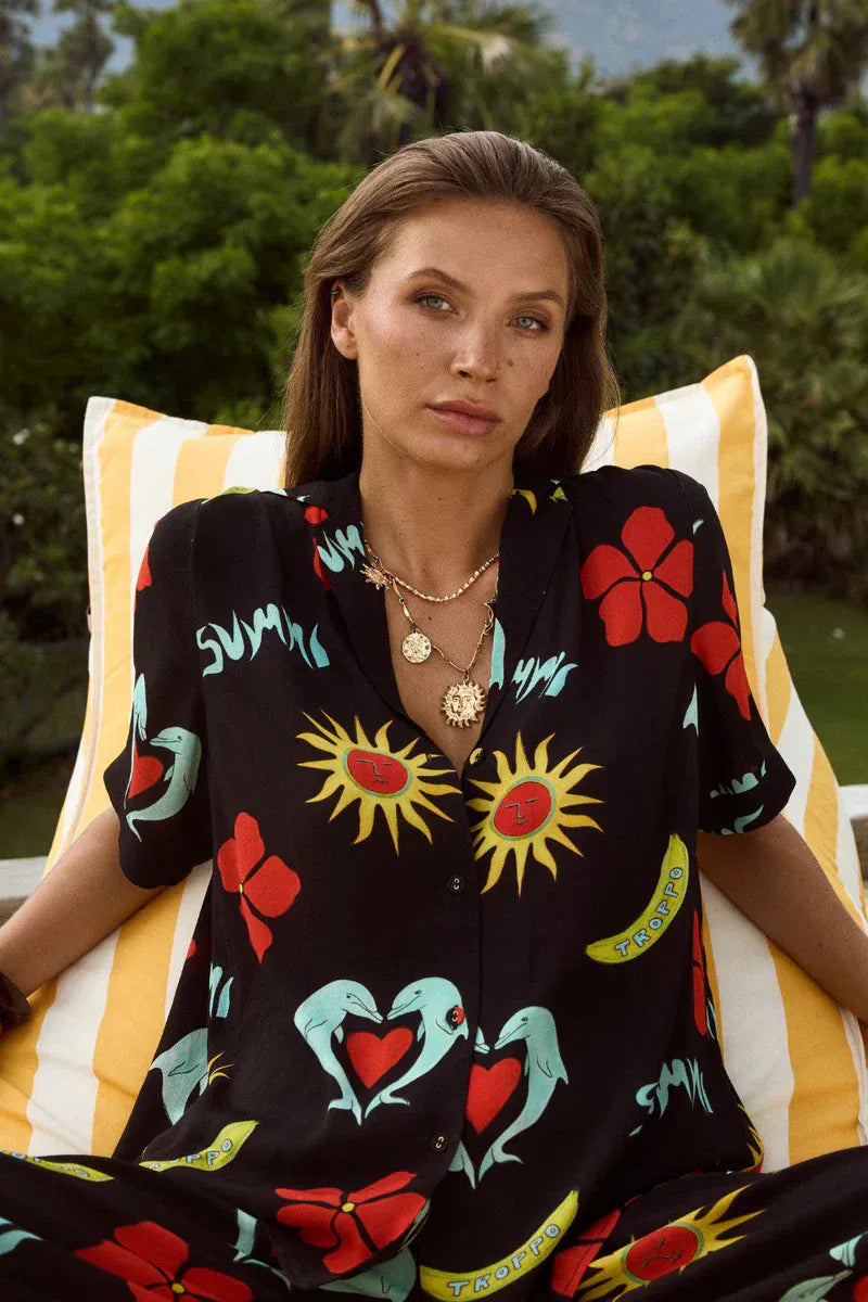 SUMMI SUMMI PARTY SS SHIRT - TROPPO NIGHT - Pinkhill -  - [] - Darwin boutique - Australian fashion design - Darwin Fashion - Australian Fashion Designer - Australian Fashion Designer Brands - Australian Fashion Design 