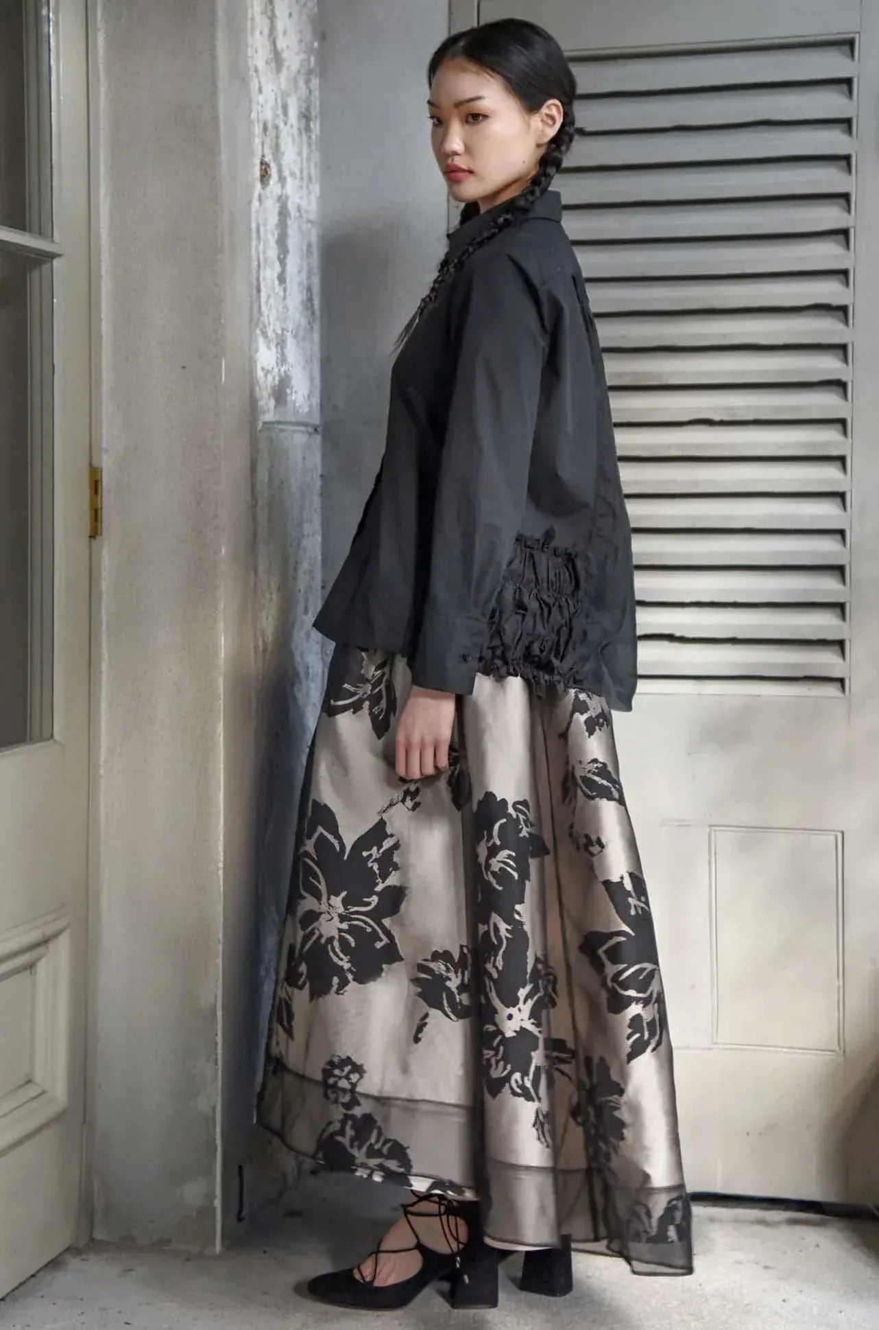 Trelise Cooper Enter The Bloom How Bow Can You Go Skirt in Taupe/Black - Pinkhill