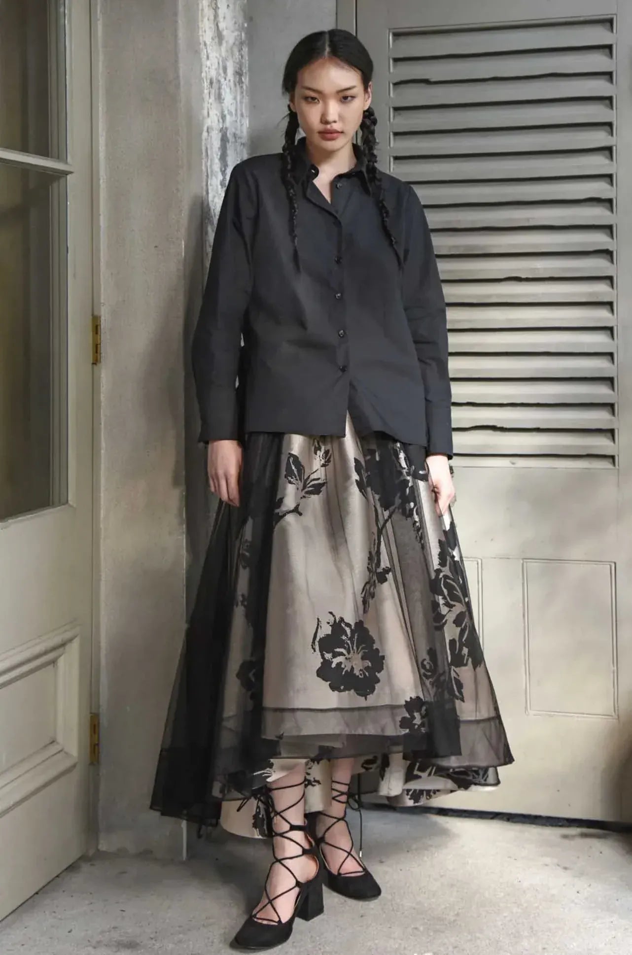 Trelise Cooper Enter The Bloom How Bow Can You Go Skirt in Taupe/Black - Pinkhill