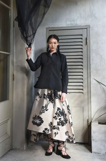 Trelise Cooper Enter The Bloom How Bow Can You Go Skirt in Taupe/Black - Pinkhill