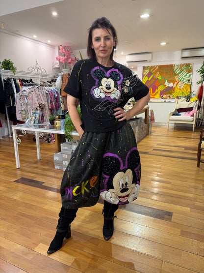 Mickey Mouse Embellished T-Shirt - Black