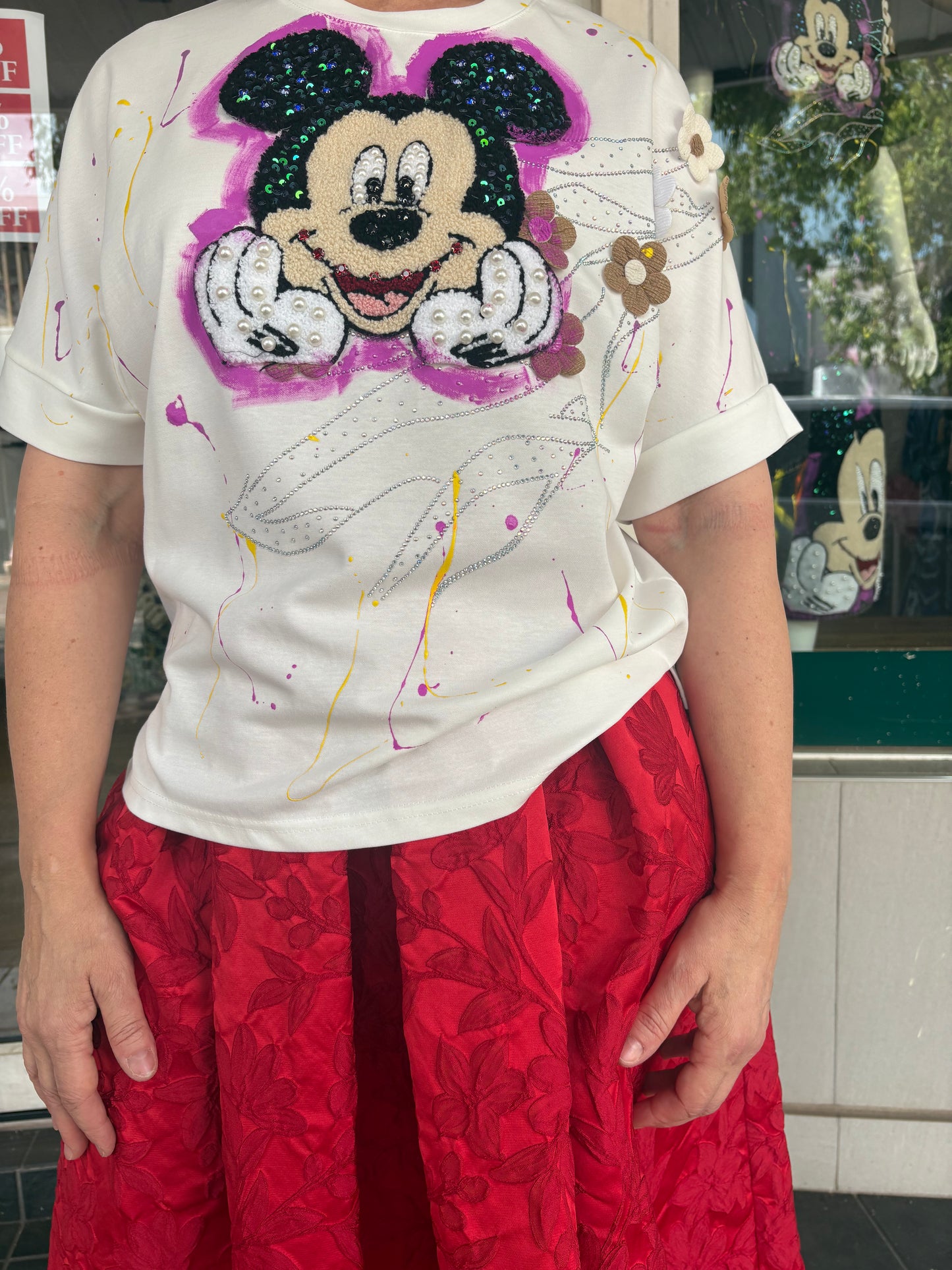 Mickey Mouse embellished t-shirt in white