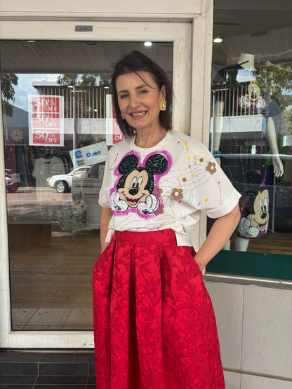 Mickey Mouse Embellished T-Shirt - White