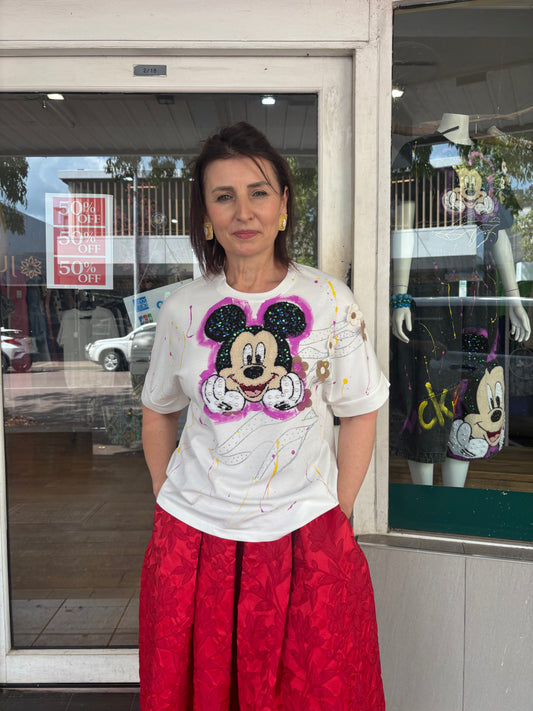 Mickey Mouse Embellished T-Shirt - White