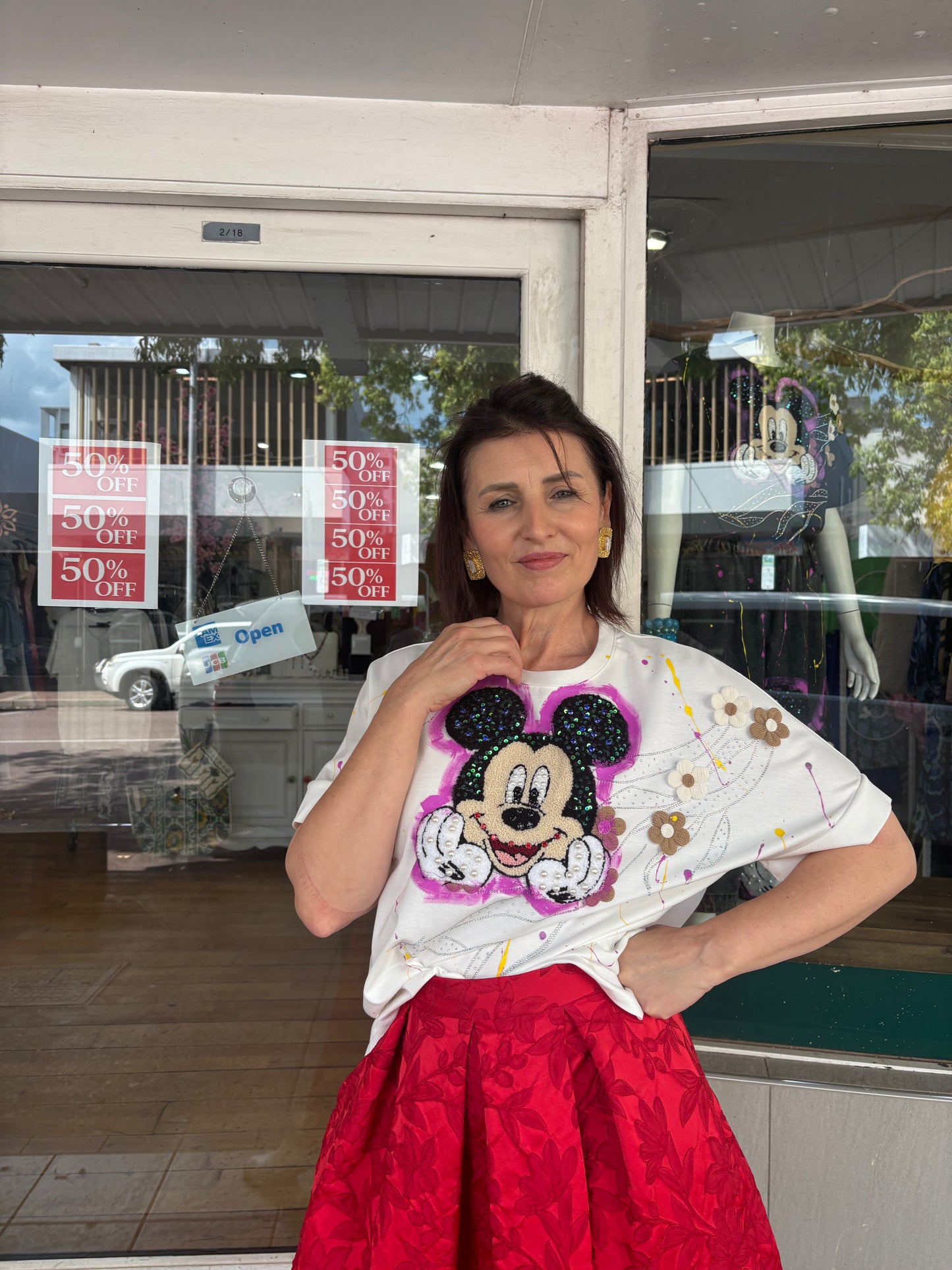 Mickey Mouse Embellished T-Shirt - White