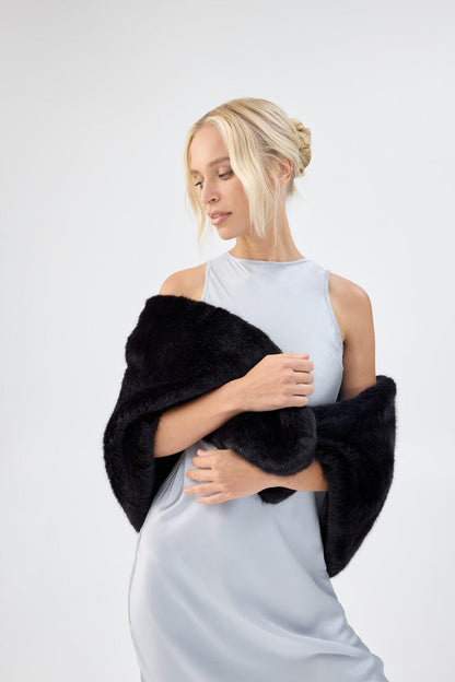 Unreal Fur Champagne Wrap - Black - Pinkhill -  - [] - Darwin boutique - Australian fashion design - Darwin Fashion - Australian Fashion Designer - Australian Fashion Designer Brands - Australian Fashion Design 
