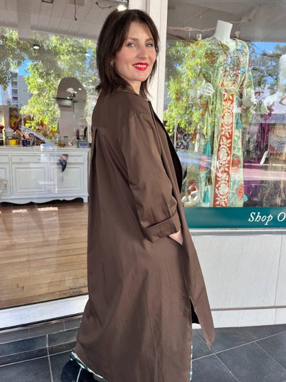 Verona Long Jacket - Brown - Pinkhill - Pinkhill -  - Darwin boutique - Australian fashion design - Darwin Fashion - Australian Fashion Designer - Australian Fashion Designer Brands - Australian Fashion Design 