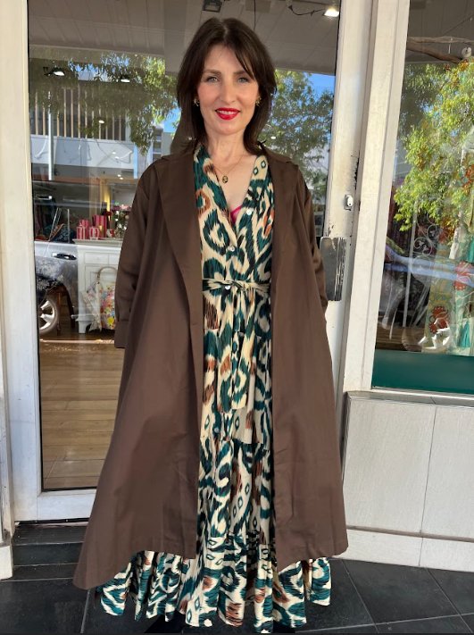 Verona Long Jacket - Brown - Pinkhill - Pinkhill -  - Darwin boutique - Australian fashion design - Darwin Fashion - Australian Fashion Designer - Australian Fashion Designer Brands - Australian Fashion Design 