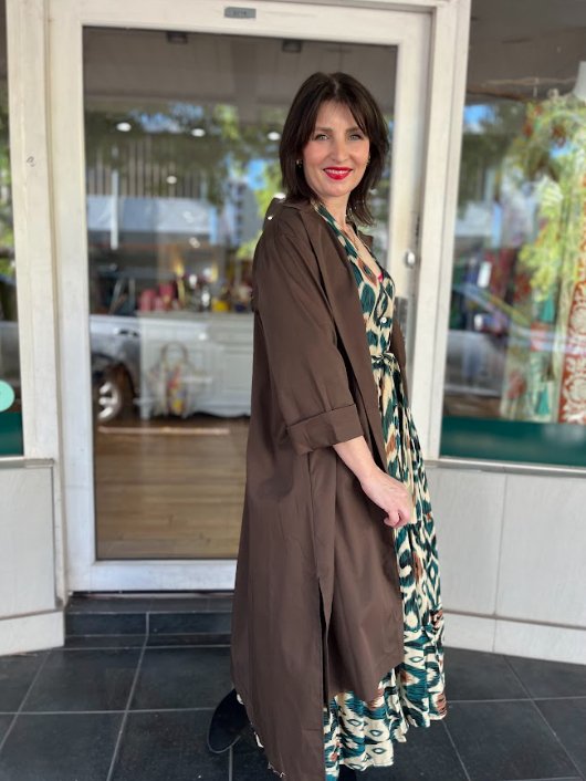 Verona Long Jacket - Brown - Pinkhill - Pinkhill -  - Darwin boutique - Australian fashion design - Darwin Fashion - Australian Fashion Designer - Australian Fashion Designer Brands - Australian Fashion Design 