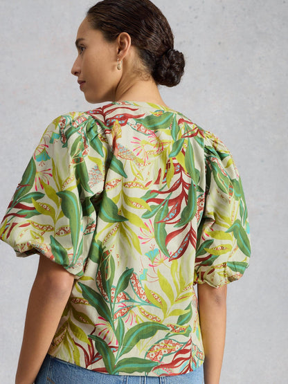 White Stuff Bex Cotton Top in ivory print, back view - Pinkhill Darwin