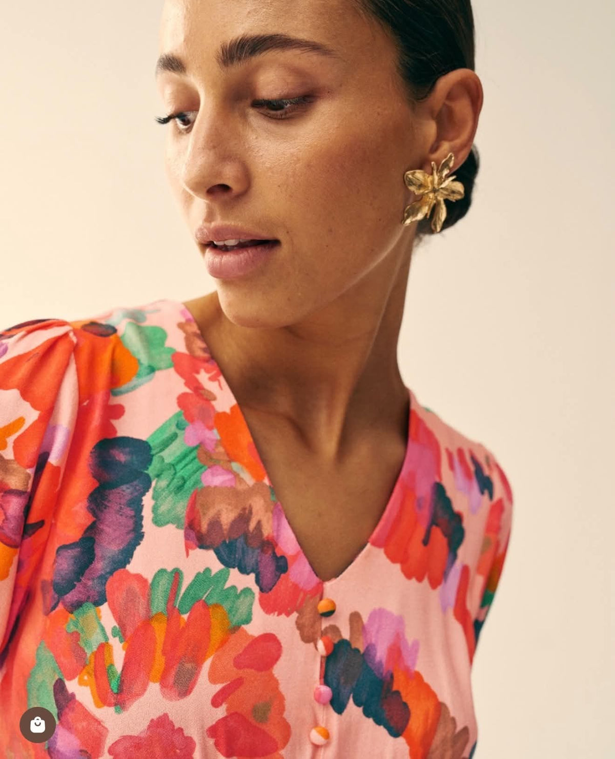 Hope bias cut dress in pink floral print