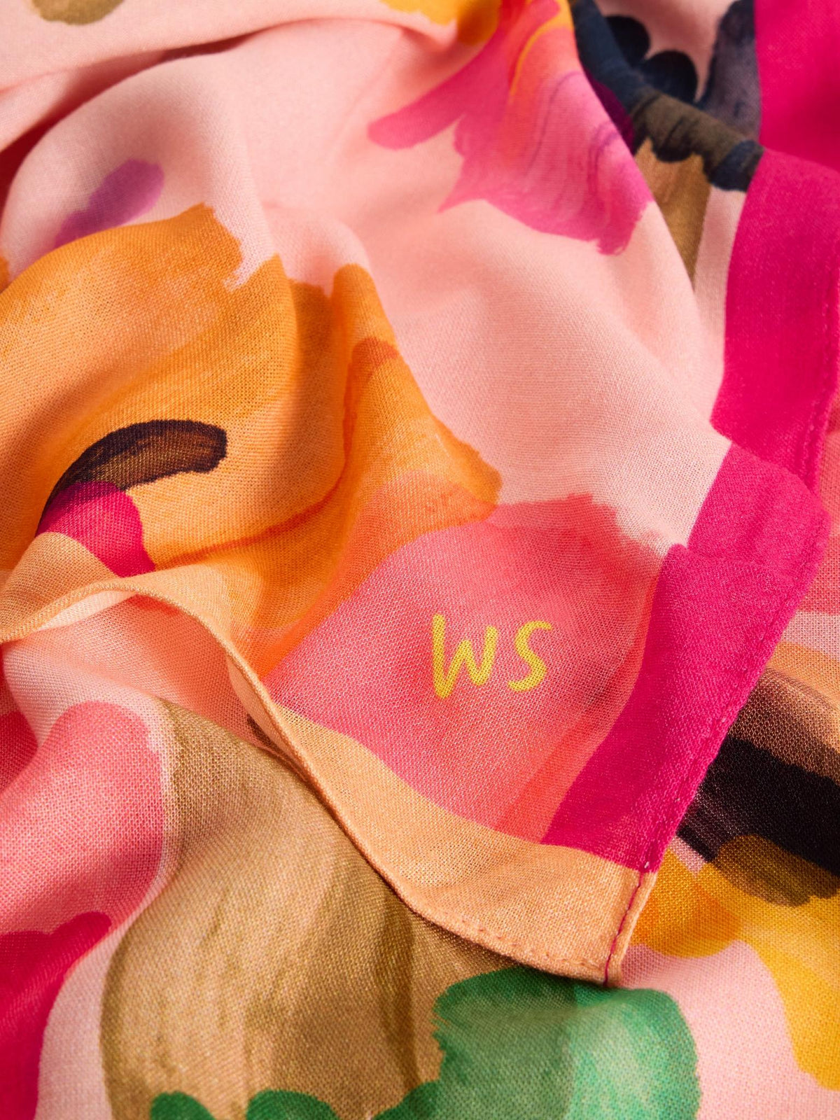 White Stuff Sophie Printed Scarf, close detail of the print - Pinkhill Darwin