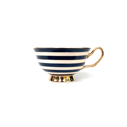 XL Navy Stripe Teacup and Saucer - Pinkhill - LyndalT - teacup - Darwin boutique - Australian fashion design - Darwin Fashion - Australian Fashion Designer - Australian Fashion Designer Brands - Australian Fashion Design 