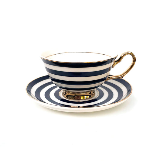XL Navy Stripe Teacup and Saucer - Pinkhill, Darwin boutique, high end fashion, Darwin Fashion