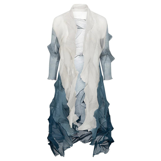 Alquema - Long Jacqui Coat - Silver to Denim - Pinkhill, Darwin boutique, Australian high end fashion, Darwin Fashion