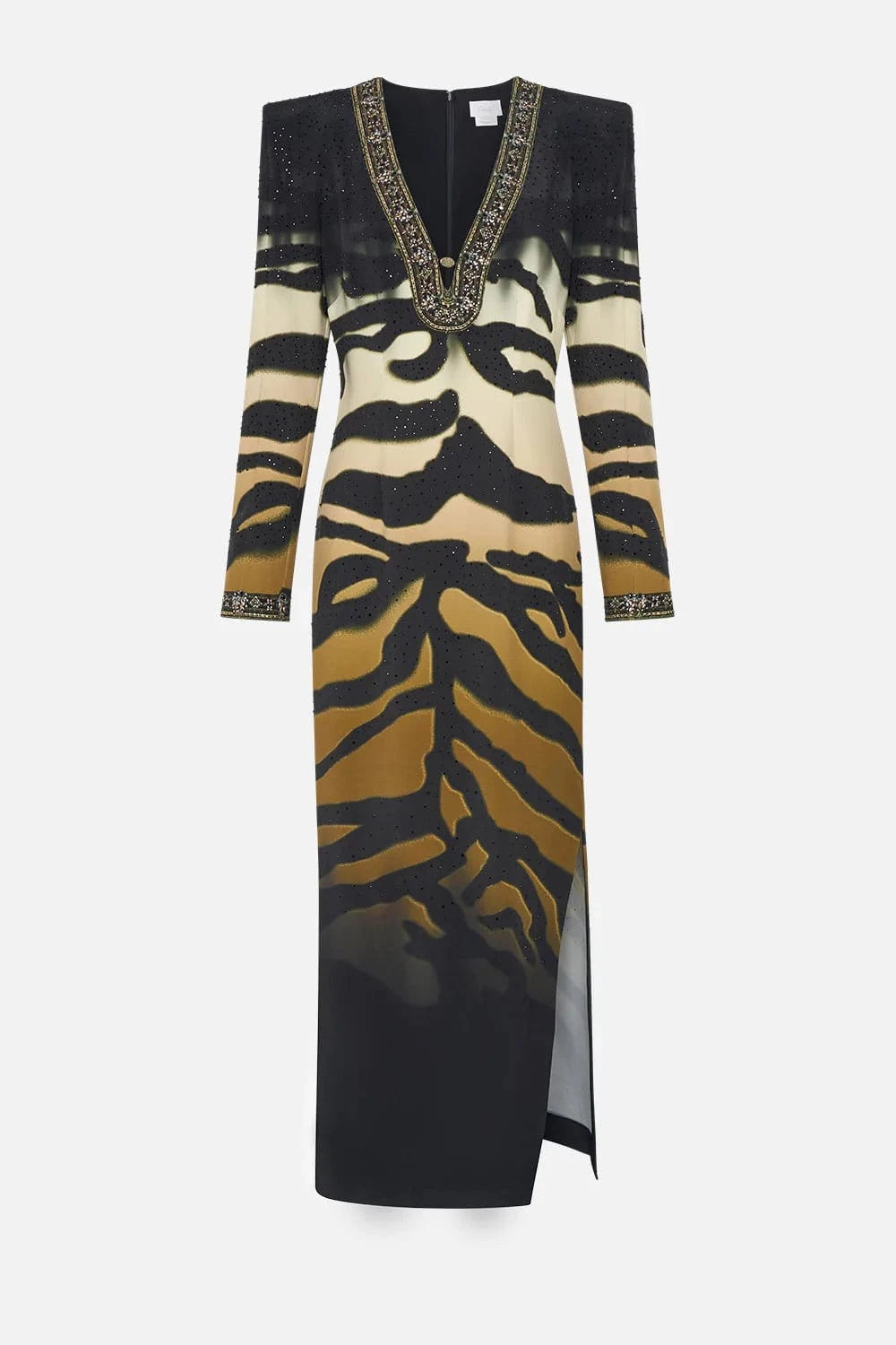 CAMILLA - Shoulder Pad Long Sleeve Dress Tame My Tiger - Pinkhill - Camilla - embellished, on sale - Darwin boutique - Australian fashion design - Darwin Fashion - Australian Fashion Designer - Australian Fashion Designer Brands - Australian Fashion Design Long Sleeve Dresses